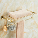 GobekUsa Gold Brass Bath Hardware Set: Towel Rack, Paper Holder, Toilet Brush Holder, Towel Ranger, Hooks
