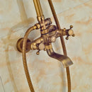 GobekUsa Antique Brass Shower Faucet Set with Handheld Shower- 8" Rainfall Head