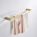GobekUsa Brushed Gold Stainless Steel Bathroom Accessory Set: TP Holder, Towel Bar, Storage Shelf