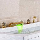 GobekUsa LED Waterfall Bath Tub Faucet with Handshower