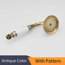 GobekUsa Antique Brass Hand Held Shower with Luxury Ceramics - Round Rainfall Faucet