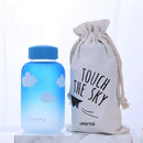 GobekUsa Blue Glass Water Bottle 600ml Cute Polar Bear Seal Design Waterbottle