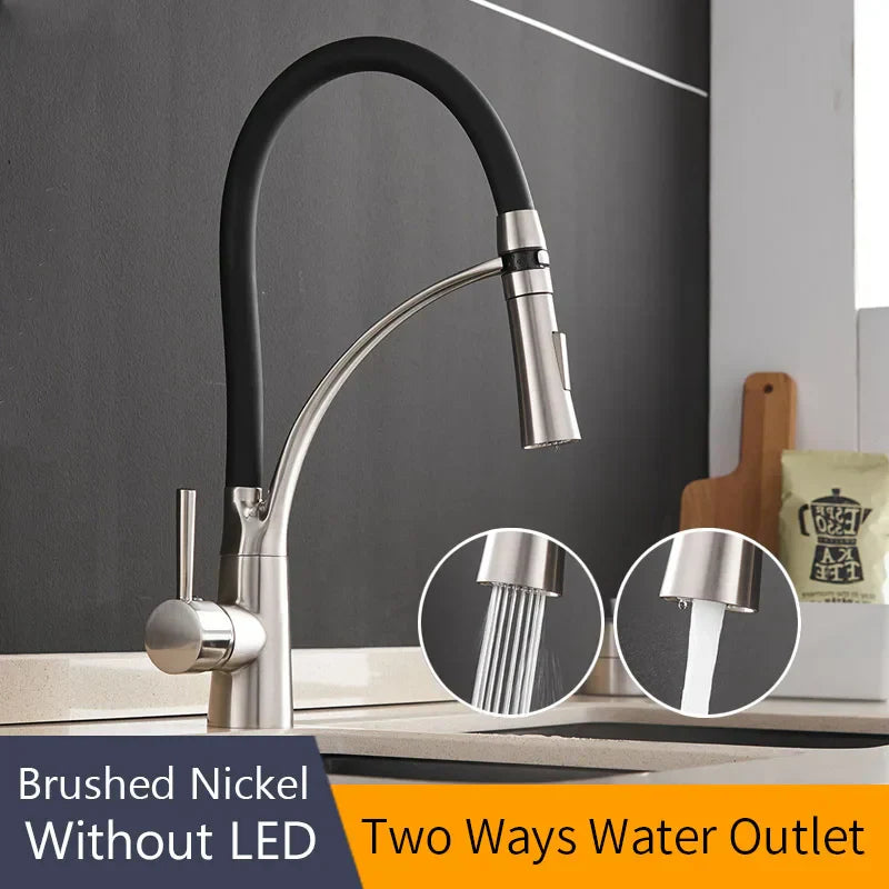 GobekUsa LED Kitchen Faucet with Rubber Design and Single Handle Pull Down, photo 11 of 12