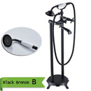GobekUsa Brass Floor Mount Tub Sink Faucet Dual Handle Bath Set with Handshower