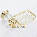 GobekUsa Gold Crystal Brass Ceramics Bathroom Soap Holder Home Decor Enhance Bathroom Storage