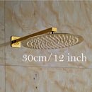 GobekUsa Golden Ultrathin Rainfall Shower Head Set with Wall Mount Brass Arm