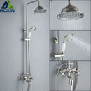 GobekUsa Brushed Nickel Dual Handle Rainfall Shower Mixer Faucet with Handshower