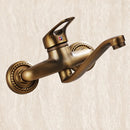 GobekUsa Antique Brass Bathroom Basin Faucet Long Spout Dual Handle Wall Mount