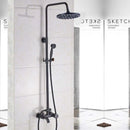 GobekUsa Brass Rainfall Shower Faucet Single Handle Mixer Tap Wall Mount Bathroom Set