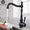 GobekUsa Black Brass Faucet Single Handle 360 Rotate Basin Mixer Taps