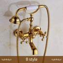 GobekUsa Gold Brass Bathroom Shower Faucet Set Single Handle Rainfall Wall Mounted
