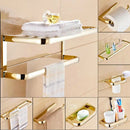 GobekUsa Gold Bathroom Accessories Set: Towel Shelf, Towel Bar, Paper Holder, Cloth Hook