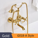 GobekUsa Gold Brass Wall Mounted Bathtub Faucet with Hand Held Shower Kit