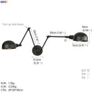 GobekUsa Adjustable Arm LED Wall Sconce - Retro Loft Industrial Long Arm Wall Lamp