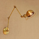 GobekUsa Golden Loft Swing Arm LED Wall Sconce Retro Style Lamp - Adjustable Long Arm Light Fixtures