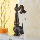 GobekUsa Black Flower Carved Basin Mixer Tap with Swivel Neck, Single Lever Control