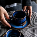 GobekUsa Deep Blue Ceramic Espresso Coffee Cup Saucer Set