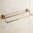 GobekUsa Brass Double Towel Bar Bathroom Shelf Black Towel Rack Holder