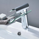 GobekUsa Glass Spout Basin Faucet: Waterfall Bathroom Mixer Tap, Chrome Finish