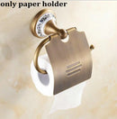 GobekUsa Bathroom Accessories Set: Towel Rack, Bar, Holder, Hook - Antique Brass/Ceramic/Copper