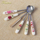 GobekUsa 6-Piece Coffee Spoon Set, European Bone China & Stainless Steel Tableware
