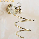 GobekUsa Crystal Bathroom Wall Shelf Hair Dryer Rack Storage Holder Spiral Stand