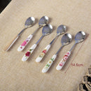 GobekUsa 6-Piece Coffee Spoon Set, European Bone China & Stainless Steel Tableware