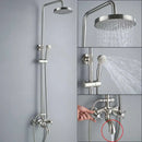 GobekUsa Brushed Nickel Shower Faucet Set with Rainfall Shower Head & Hand Held Mixer