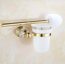 GobekUsa Brass & Crystal Bathroom Set: Towel Rack, Towel Bar, Paper Holder, Soap Dish