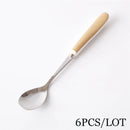 GobekUsa 6-Piece Coffee Spoon Set, European Bone China & Stainless Steel Tableware