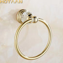 GobekUsa Golden Crystal Towel Ring Wall Mounted Bathroom Rack