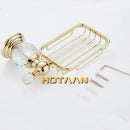 GobekUsa Gold Crystal Brass Ceramics Bathroom Soap Holder Home Decor Enhance Bathroom Storage