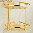 GobekUsa Gold Aluminum Shower Shelf Basket Double Layer Holder Fashion YT-7026