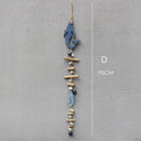 GobekUsa Blue Fish Sea-maid Pendant Drift Wood Bells Wall Decoration