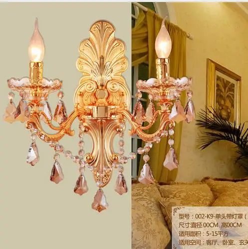 GobekUsa Gold Crystal Wall Light Indoor Lamp - Elegant Alloy Crystal Candle Design by Decorbites