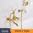 GobekUsa Gold Brass Wall Mounted Bathtub Faucet with Hand Held Shower Kit