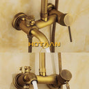 GobekUsa Antique Brass Shower Faucet Set with Rainfall Mixer Valve and Hand Shower