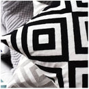GobekUsa Geometric Embroidered Cushion Cover Grey Black Blue Square Pillow 45x45cm