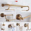 GobekUsa Brass Antique Bath Hardware Set: Towel Rack, Paper Holder, Towel Hanger, Toilet Brush Holder