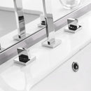 GobekUsa Brass Chrome Bathroom Sink Faucets Deck Mounted Double Handle Hot Cold Tap