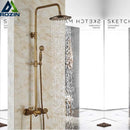 GobekUsa Brass Rainfall Shower Faucet Single Handle Mixer Tap Wall Mount Bathroom Set