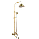 GobekUsa Antique Brass Rainfall Shower Faucet Set with Handshower and Shelf
