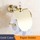 GobekUsa Crystal Brass Gold Bathroom Accessories Set