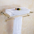 GobekUsa Brass & Crystal Bathroom Set: Towel Rack, Towel Bar, Paper Holder, Soap Dish