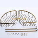 GobekUsa Brass Bathroom Shower Shelf Basket - Double Layer Antique Finish Holder
