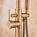 GobekUsa Antique Brass Floor Mount Tub Faucet Swivel Spout Shower Mixer Tap