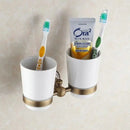 GobekUsa Bathroom Accessories Set: Towel Rack, Bar, Holder, Hook - Antique Brass/Ceramic/Copper