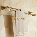GobekUsa Antique Brass Finish Double Towel Bar, Solid Aluminium Bathroom Accessory