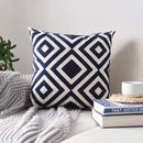 GobekUsa Geometric Embroidered Cushion Cover Grey Black Blue Square Pillow 45x45cm