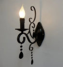 GobekUsa Black Wrought Iron Crystal Candle Wall Lamp